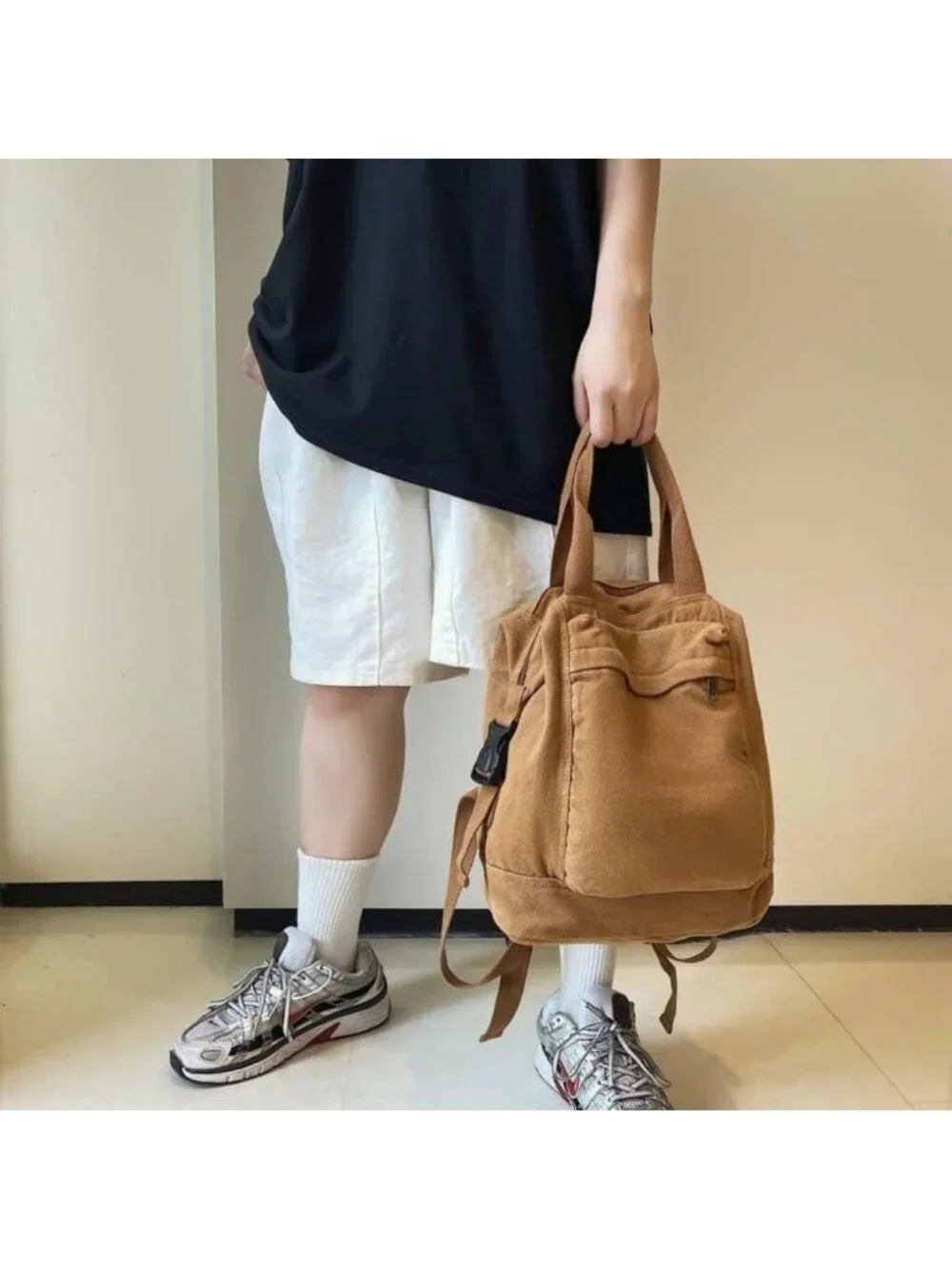 Vintage Boho Canvas Backpack for Women - Casual Travel Daypack, Y2K Grunge Style